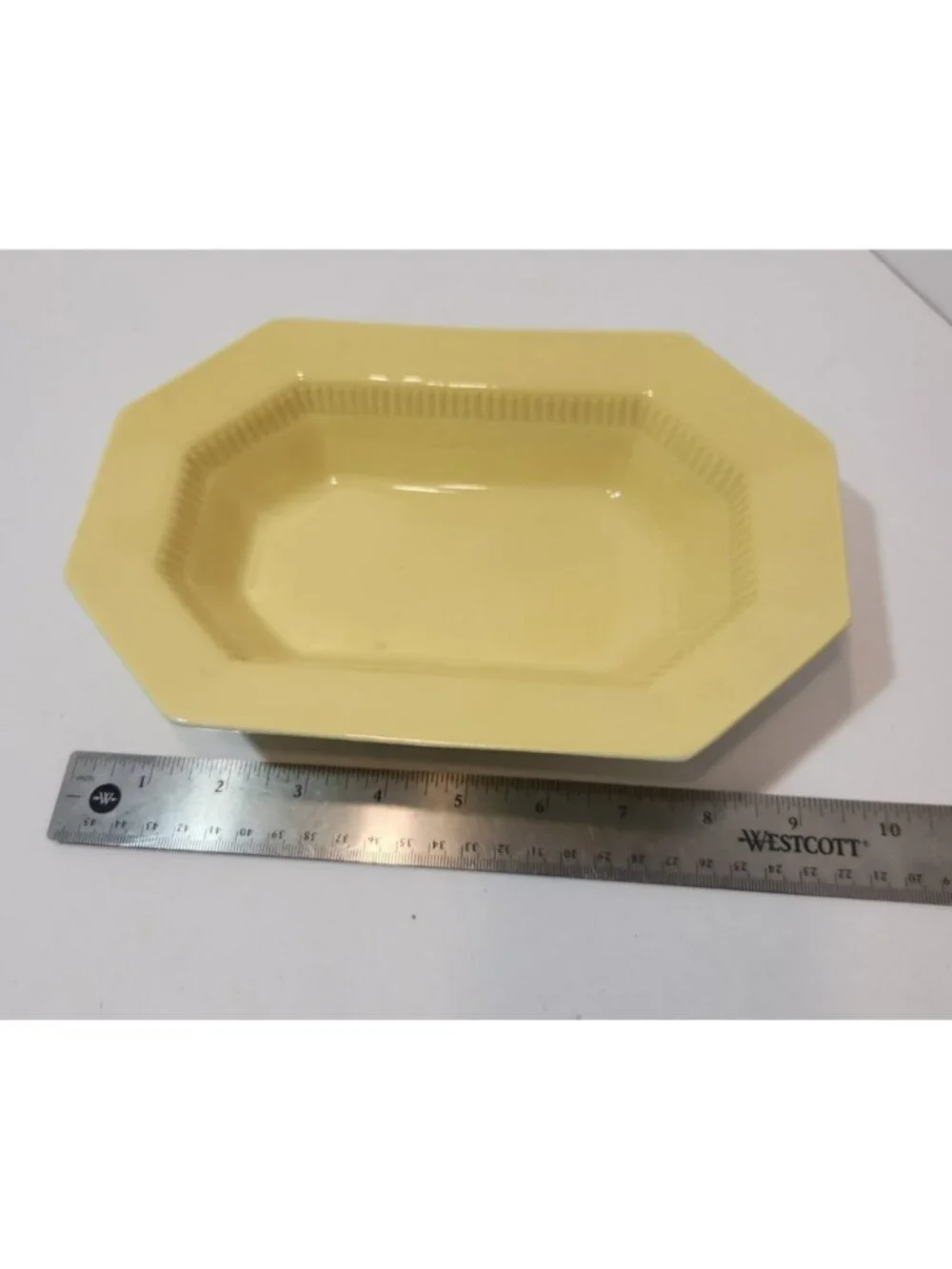 Vtg Independence Ironstone Octagon Daffodil Yellow Serving Dish 9.5